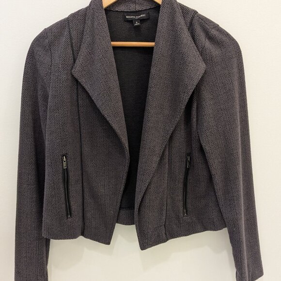 Banana Repubic Herringbone Open Front Moto Blazer Jacket - Picture 1 of 4
